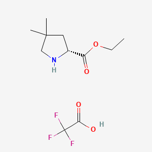 molecular formula C11H18F3NO4 B13504473 ethyl(2R)-4,4-dimethylpyrrolidine-2-carboxylate,trifluoroaceticacid 