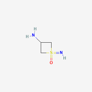 molecular formula C3H8N2OS B13504493 1-Imino-1-oxo-thietan-3-amine 