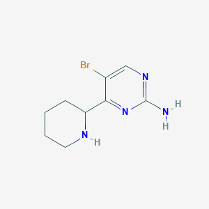 molecular formula C9H13BrN4 B13504583 5-Bromo-4-(piperidin-2-yl)pyrimidin-2-amine 