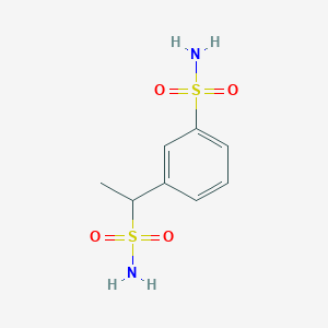 molecular formula C8H12N2O4S2 B13504654 3-(1-Sulfamoylethyl)benzenesulfonamide 
