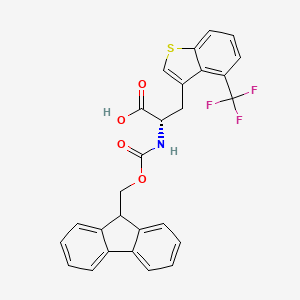 molecular formula C27H20F3NO4S B13504724 (2S)-2-({[(9H-fluoren-9-yl)methoxy]carbonyl}amino)-3-[4-(trifluoromethyl)-1-benzothiophen-3-yl]propanoic acid 