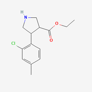 molecular formula C14H18ClNO2 B13504796 Ethyl 4-(2-chloro-4-methylphenyl)pyrrolidine-3-carboxylate 