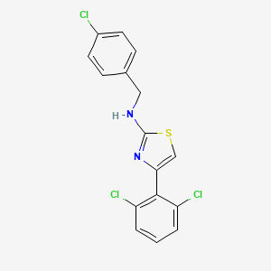 molecular formula C16H11Cl3N2S B13504958 N-[(4-chlorophenyl)methyl]-4-(2,6-dichlorophenyl)-1,3-thiazol-2-amine 