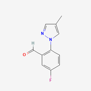 molecular formula C11H9FN2O B13504970 5-Fluoro-2-(4-methyl-1h-pyrazol-1-yl)benzaldehyde 