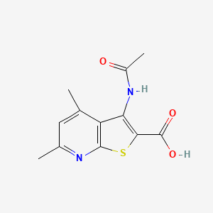 molecular formula C12H12N2O3S B13505033 3-Acetamido-4,6-dimethylthieno[2,3-b]pyridine-2-carboxylic acid CAS No. 58327-95-0