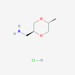 molecular formula C6H14ClNO2 B13505152 rac-1-[(2R,5S)-5-methyl-1,4-dioxan-2-yl]methanamine hydrochloride 