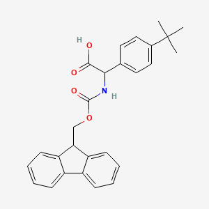 molecular formula C27H27NO4 B13505303 (R)-(4-Tert-butyl-phenyl)-[(9H-fluoren-9-ylmethoxycarbonylamino)]-acetic acid 
