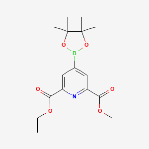 molecular formula C17H24BNO6 B13505511 Diethyl 4-(4,4,5,5-tetramethyl-1,3,2-dioxaborolan-2-yl)pyridine-2,6-dicarboxylate 