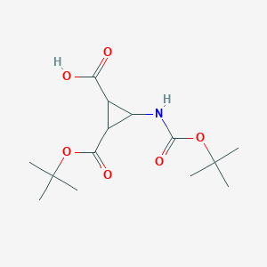 molecular formula C14H23NO6 B13505595 2-[(tert-butoxy)carbonyl]-3-{[(tert-butoxy)carbonyl]amino}cyclopropane-1-carboxylicacid,Mixtureofdiastereomers 