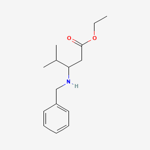 molecular formula C15H23NO2 B13505638 Ethyl 3-(benzylamino)-4-methylpentanoate 