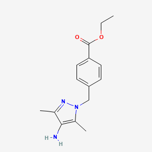 molecular formula C15H19N3O2 B13505742 ethyl 4-((4-amino-3,5-dimethyl-1H-pyrazol-1-yl)methyl)benzoate 