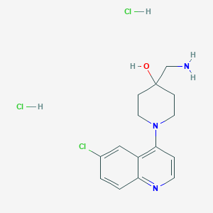 molecular formula C15H20Cl3N3O B13505820 4-(Aminomethyl)-1-(6-chloroquinolin-4-yl)piperidin-4-ol dihydrochloride 