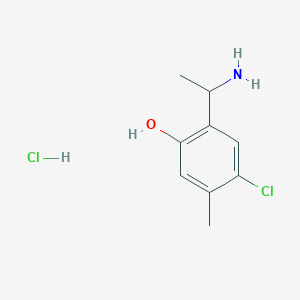 molecular formula C9H13Cl2NO B13505927 2-(1-Aminoethyl)-4-chloro-5-methylphenol hydrochloride 