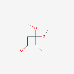 molecular formula C7H12O3 B13505970 3,3-Dimethoxy-2-methylcyclobutan-1-one 