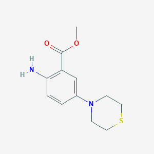 molecular formula C12H16N2O2S B13506089 Methyl 2-amino-5-thiomorpholinobenzoate 