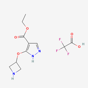 molecular formula C11H14F3N3O5 B13506187 ethyl 3-(azetidin-3-yloxy)-1H-pyrazole-4-carboxylate, trifluoroacetic acid 