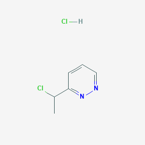 molecular formula C6H8Cl2N2 B13506214 3-(1-Chloroethyl)pyridazine hydrochloride 