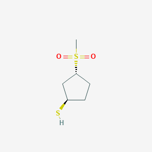 molecular formula C6H12O2S2 B13506294 rac-(1R,3R)-3-methanesulfonylcyclopentane-1-thiol 