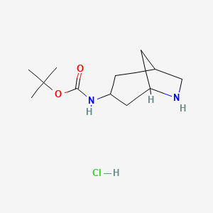 molecular formula C12H23ClN2O2 B13506517 tert-butylN-{6-azabicyclo[3.2.1]octan-3-yl}carbamatehydrochloride 