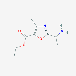 molecular formula C9H14N2O3 B13506577 Ethyl 2-(1-aminoethyl)-4-methyl-1,3-oxazole-5-carboxylate 