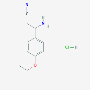 molecular formula C12H17ClN2O B13506626 3-Amino-3-[4-(propan-2-yloxy)phenyl]propanenitrile hydrochloride 