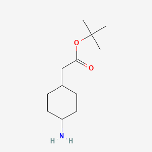 molecular formula C12H23NO2 B13506713 Tert-butyl 2-[(1r,4r)-4-aminocyclohexyl]acetate 