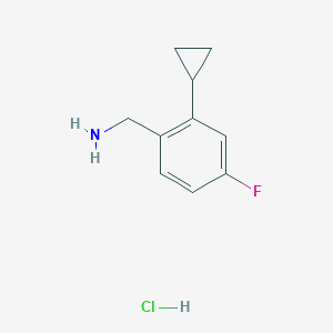 molecular formula C10H13ClFN B13506746 1-(2-Cyclopropyl-4-fluorophenyl)methanamine hydrochloride 