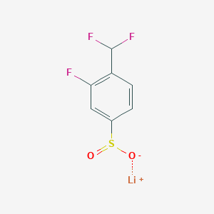 molecular formula C7H4F3LiO2S B13506775 Lithium(1+) ion 4-(difluoromethyl)-3-fluorobenzene-1-sulfinate 