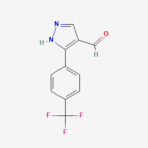molecular formula C11H7F3N2O B1350680 3-[4-(Trifluoromethyl)phenyl]-1H-pyrazole-4-carbaldehyde CAS No. 306936-65-2