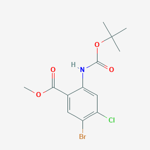 molecular formula C13H15BrClNO4 B13506831 Methyl 5-bromo-2-{[(tert-butoxy)carbonyl]amino}-4-chlorobenzoate 