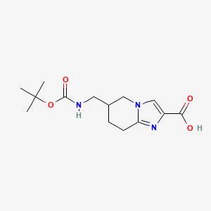 molecular formula C14H21N3O4 B13506868 6-(((Tert-butoxycarbonyl)amino)methyl)-5,6,7,8-tetrahydroimidazo[1,2-a]pyridine-2-carboxylic acid 