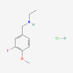 molecular formula C10H15ClFNO B13506918 Ethyl[(3-fluoro-4-methoxyphenyl)methyl]aminehydrochloride 