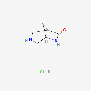 molecular formula C6H11ClN2O B13506961 3,6-Diazabicyclo[3.2.1]octan-7-onehydrochloride 