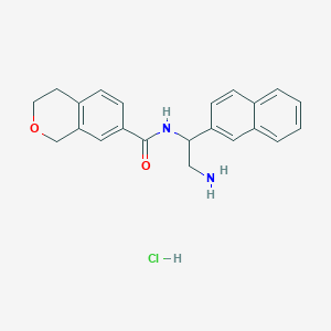 molecular formula C22H23ClN2O2 B13506972 N-[2-amino-1-(naphthalen-2-yl)ethyl]-3,4-dihydro-1H-2-benzopyran-7-carboxamide hydrochloride 