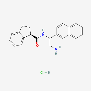molecular formula C22H23ClN2O B13507051 (1R)-N-[2-amino-1-(naphthalen-2-yl)ethyl]-2,3-dihydro-1H-indene-1-carboxamide hydrochloride 