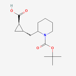molecular formula C15H25NO4 B13507144 rac-(1R,2S)-2-({1-[(tert-butoxy)carbonyl]piperidin-2-yl}methyl)cyclopropane-1-carboxylic acid, trans 
