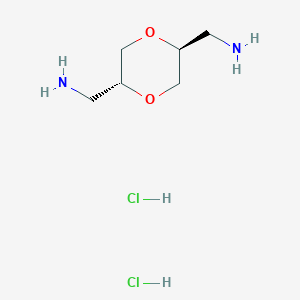 molecular formula C6H16Cl2N2O2 B13507455 rac-1-[(2R,5S)-5-(aminomethyl)-1,4-dioxan-2-yl]methanamine dihydrochloride, trans 