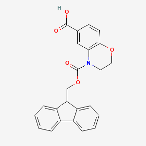 molecular formula C24H19NO5 B13507671 4-{[(9H-fluoren-9-yl)methoxy]carbonyl}-3,4-dihydro-2H-1,4-benzoxazine-6-carboxylic acid 