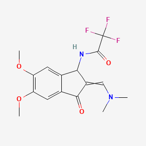N-{2-[(Z)-(dimethylamino)methylidene]-5,6-dimethoxy-3-oxo-1,3-dihydro-2H-inden-1-yl}-2,2,2-trifluoroacetamide