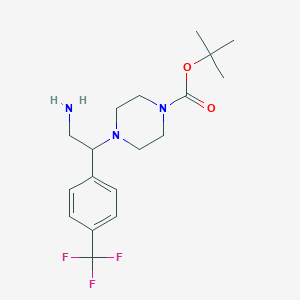 molecular formula C18H26F3N3O2 B1350798 Tert-butyl 4-(2-amino-1-(4-(trifluoromethyl)phenyl)ethyl)piperazine-1-carboxylate CAS No. 444892-59-5