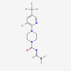 molecular formula C14H17ClF3N5O B1350815 4-[3-chloro-5-(trifluoromethyl)-2-pyridinyl]-N-[(dimethylamino)methylene]tetrahydro-1(2H)-pyrazinecarboxamide 