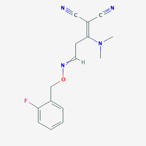 molecular formula C15H15FN4O B1350816 2-(1-(Dimethylamino)-3-{[(2-fluorobenzyl)oxy]imino}propylidene)malononitrile 