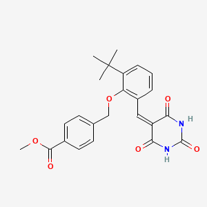molecular formula C24H24N2O6 B13508258 Methyl 4-({2-tert-butyl-6-[(2,4,6-trioxo-1,3-diazinan-5-ylidene)methyl]phenoxy}methyl)benzoate 