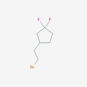molecular formula C7H11BrF2 B13508374 3-(2-Bromoethyl)-1,1-difluorocyclopentane 