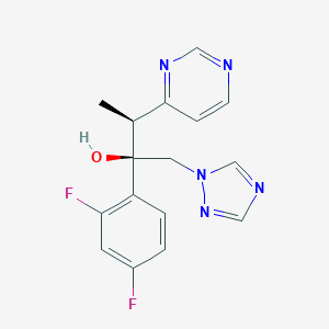molecular formula C₁₆H₁₅F₂N₅O B135084 5-Desfluoro voriconazole, (+/-)- CAS No. 182369-73-9