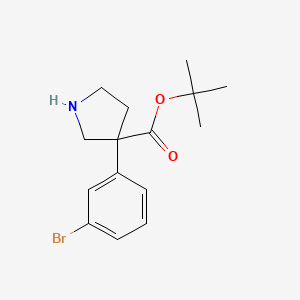 molecular formula C15H20BrNO2 B13508415 Tert-butyl 3-(3-bromophenyl)pyrrolidine-3-carboxylate 