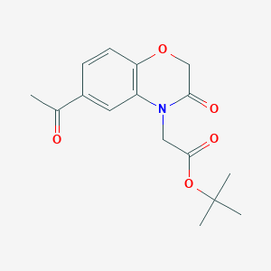 molecular formula C16H19NO5 B13508428 tert-butyl 2-(6-acetyl-3-oxo-3,4-dihydro-2H-1,4-benzoxazin-4-yl)acetate 