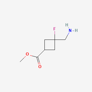 molecular formula C7H12FNO2 B13508520 Methyl 3-(aminomethyl)-3-fluorocyclobutane-1-carboxylate 