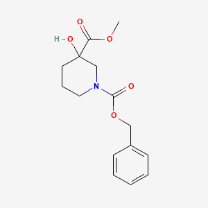 molecular formula C15H19NO5 B13508527 1-Benzyl 3-methyl 3-hydroxypiperidine-1,3-dicarboxylate 
