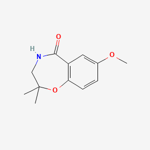 molecular formula C12H15NO3 B13508531 7-Methoxy-2,2-dimethyl-2,3,4,5-tetrahydro-1,4-benzoxazepin-5-one 